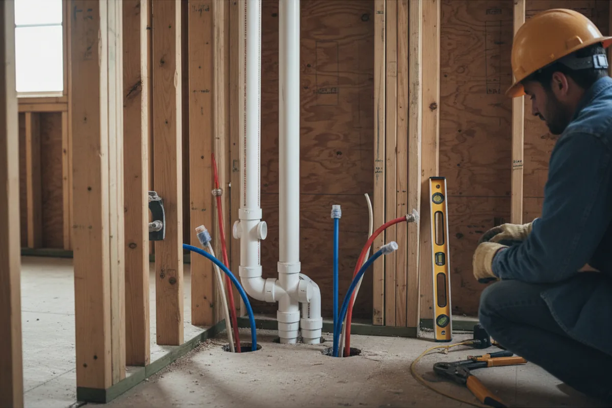 Drain and supply rough-in during Drain Cleaning in Farmington
